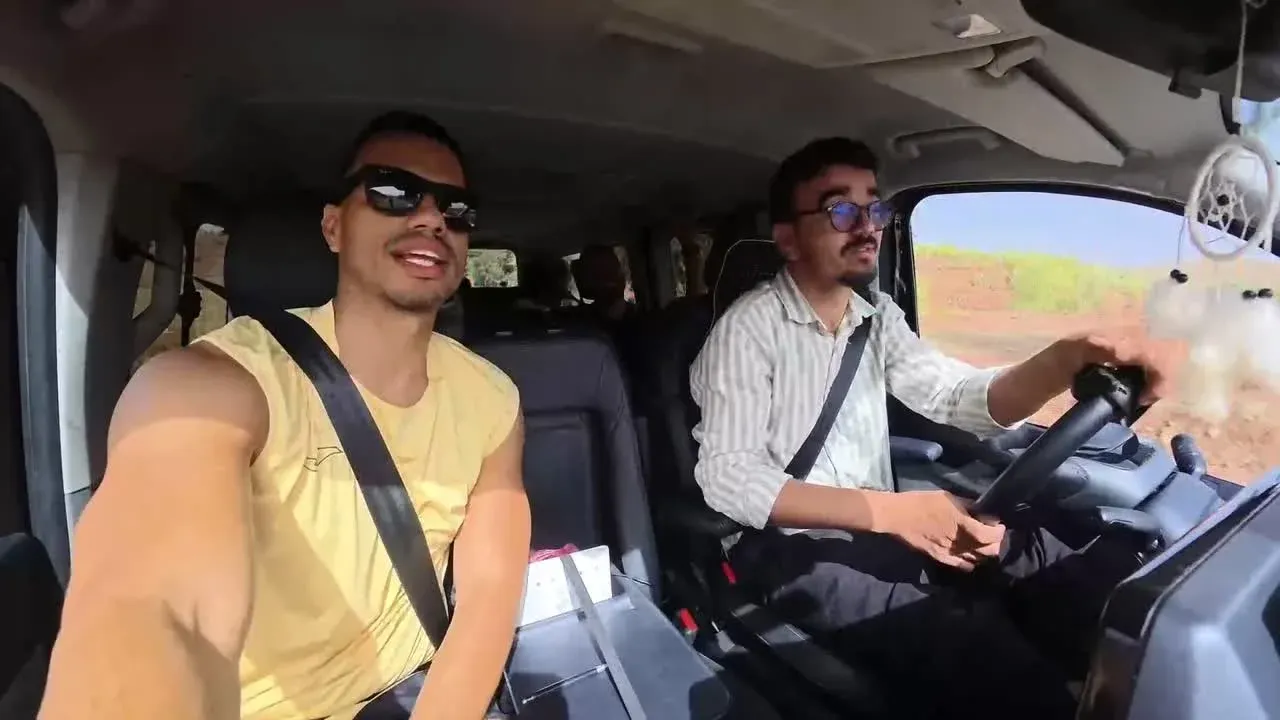 Chatting with Mohamed on the road